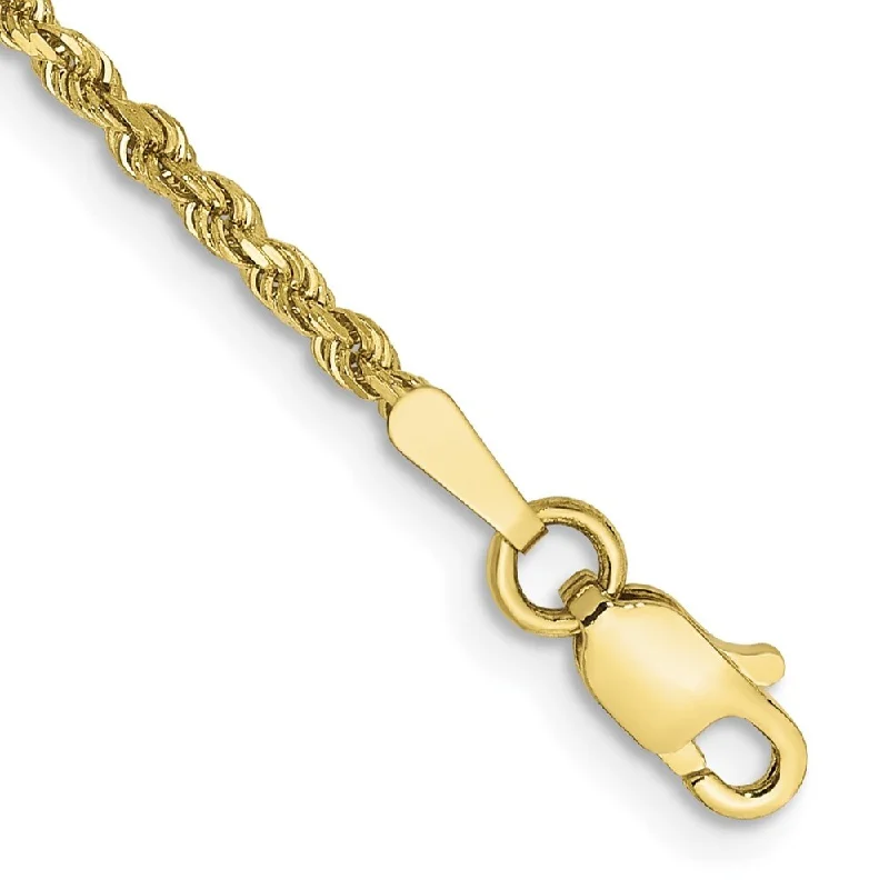 10k Yellow Gold 1.75mm Diamond-cut Rope Chain Bracelet, 7"