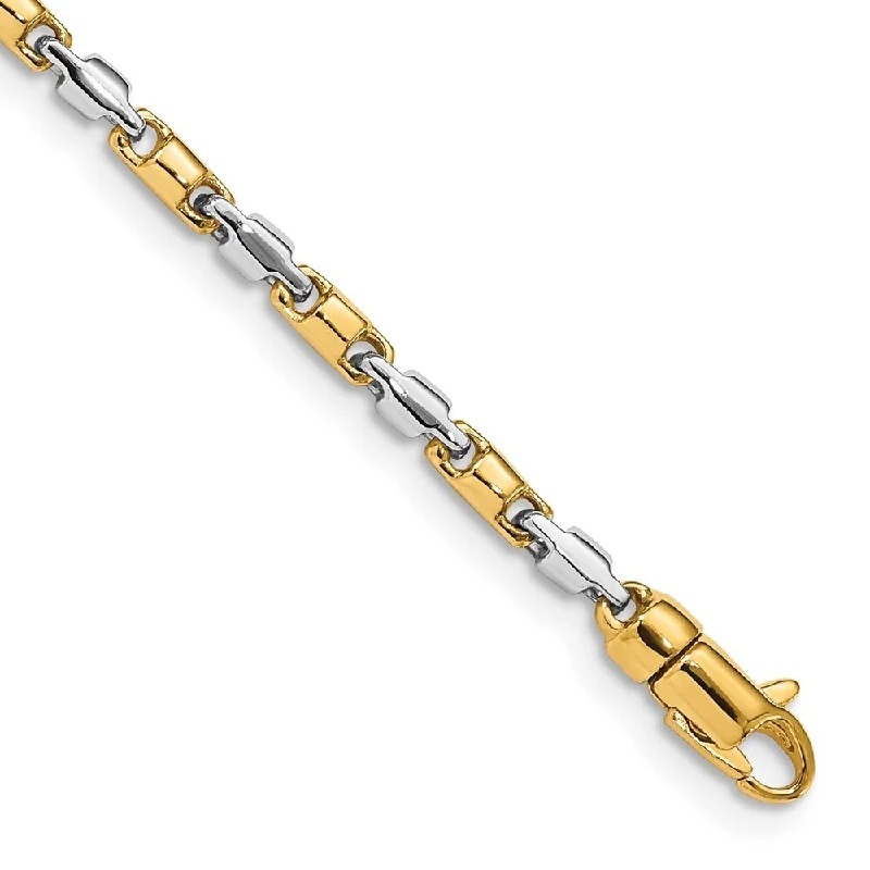 14k Two-tone 2.5mm Hand-polished Fancy Link Bracelet, 7"