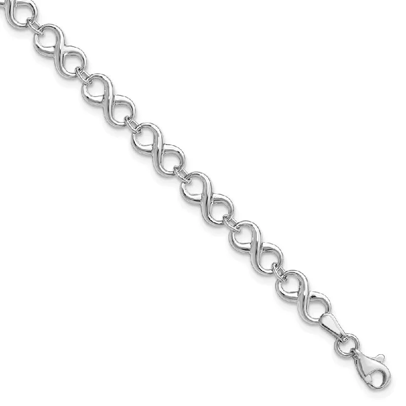 14k White Gold 6mm Rhodium Fancy Bracelet, 7"