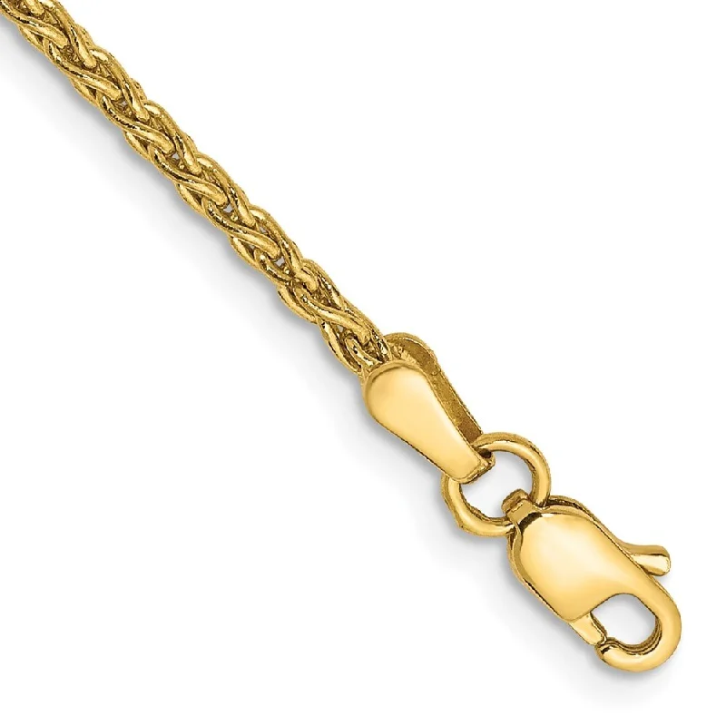 14k Yellow Gold 1.75mm Parisian Wheat Chain Bracelet, 7"