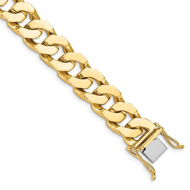 14k Yellow Gold 11.6mm Hand-polished Fancy Link Bracelet, 8"