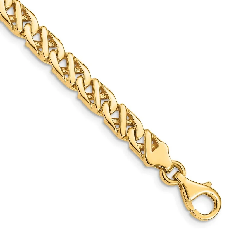 14k Yellow Gold 6.1mm Hand-polished Fancy Link Bracelet, 8"