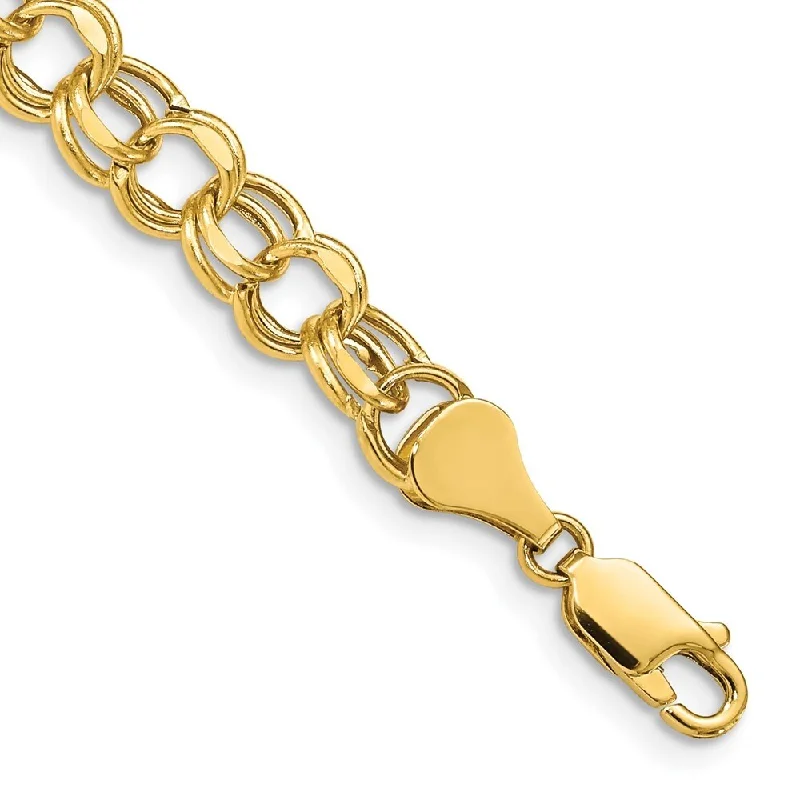 14k Yellow Gold 6.5mm Hollow Double Link Charm Bracelet, 7"