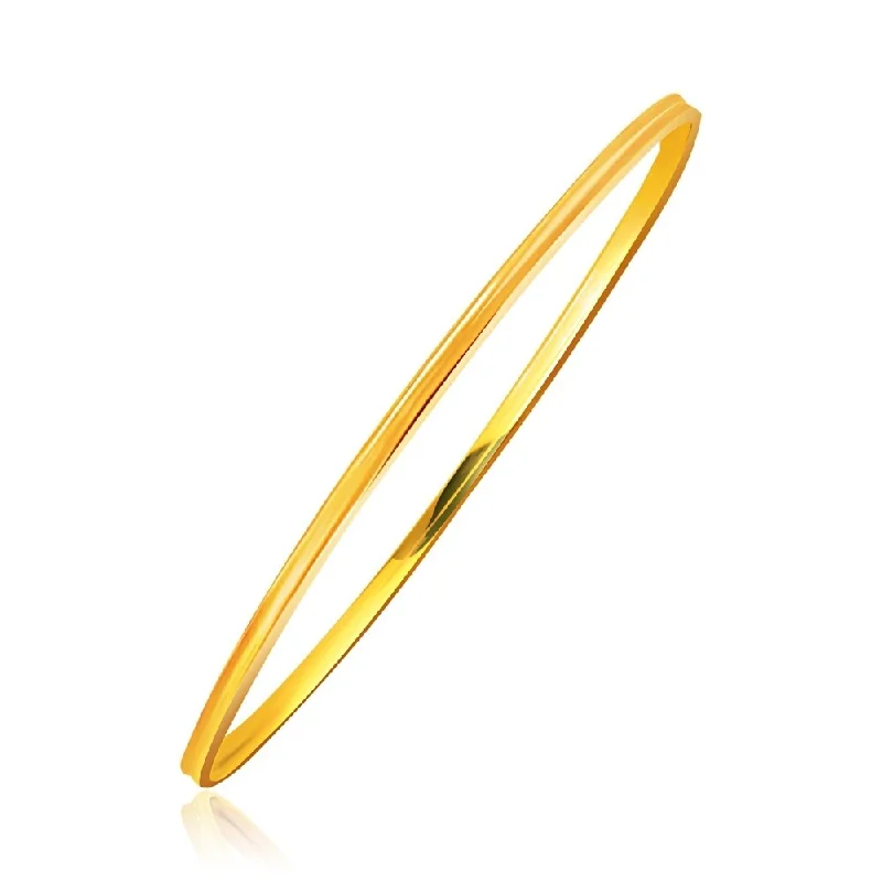 14k Yellow Gold Concave Motif Thin Stackable Bangle