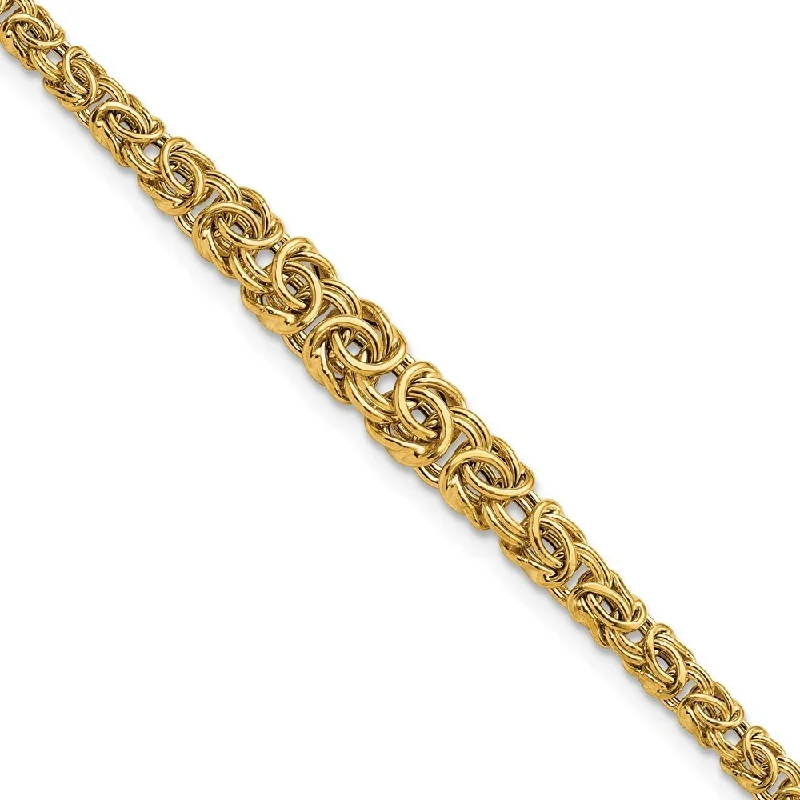 14k Yellow Gold Graduated Byzantine Bracelet, 7.25" (W-10.3mm)