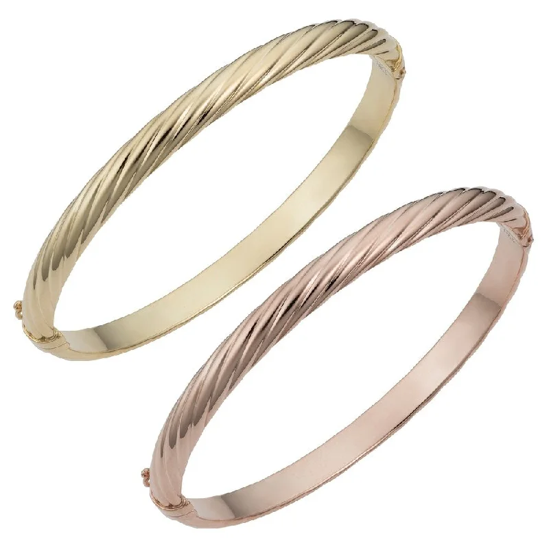 14k Yellow or Rose Gold 5.7 millimeter Polished Twisted Bangle Bracelet (fits 7.5 inch)