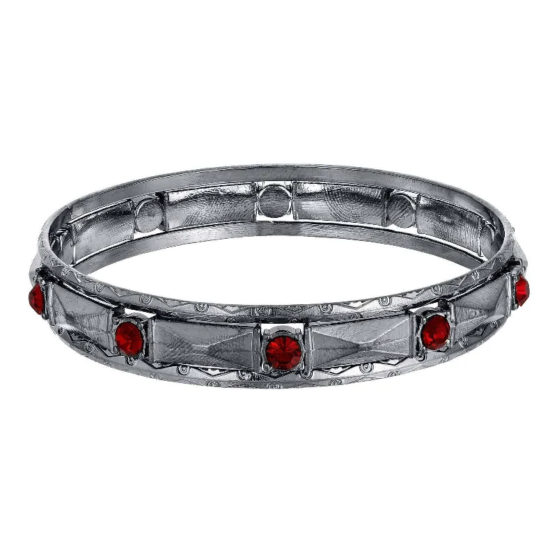 1928 Jewelry Siam Red Crystal Black Bangle Bracelet