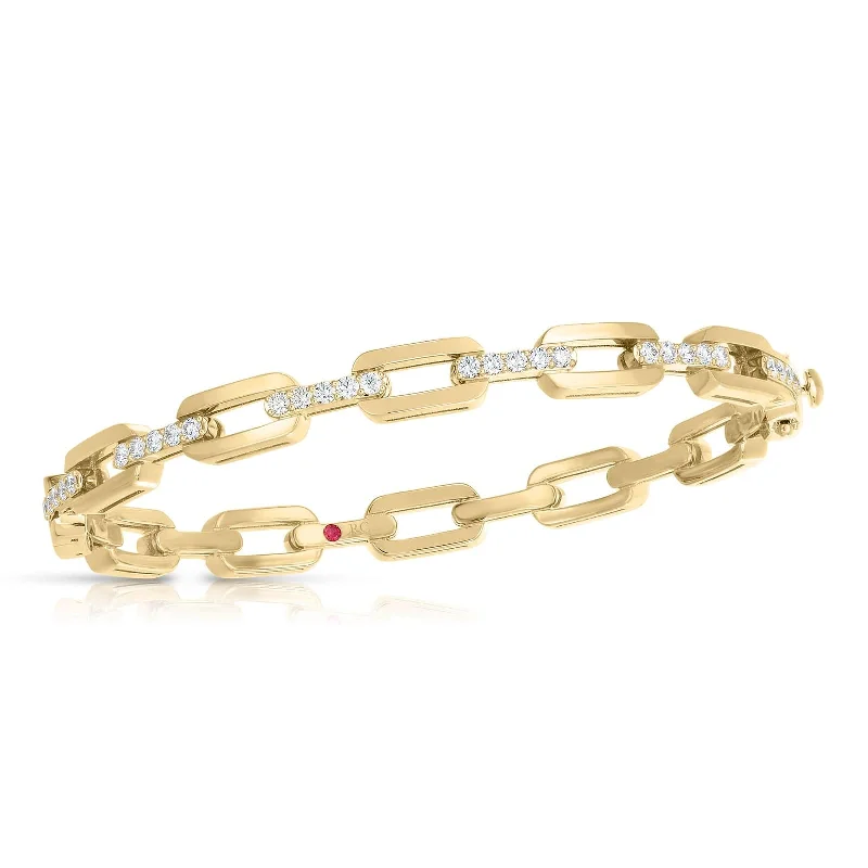 Navarra Hard Chain Link Bangle with Diamonds