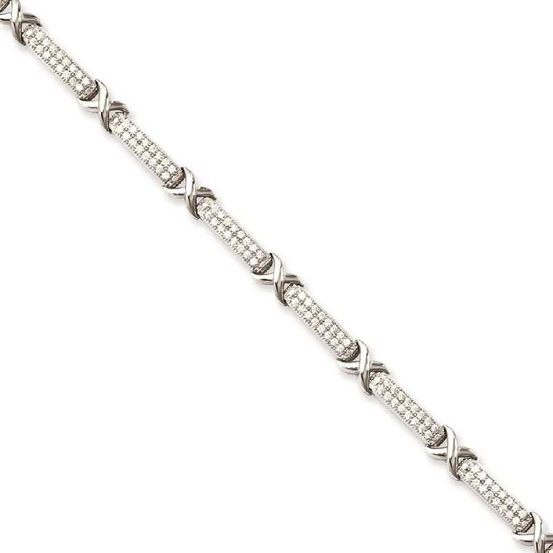 925 Sterling Silver Brilliant Embers Rhodium-plated Cubic Zirconia Bracelet, 7.25"