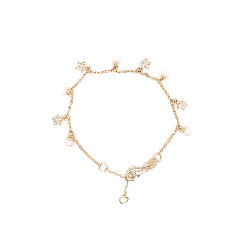 Children's CZ Star and Pearl Bracelet