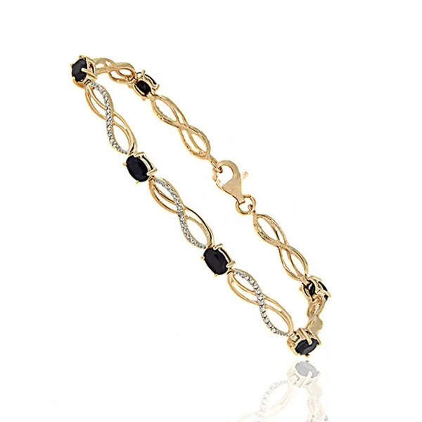 Dolce Giavonna Gold Over Sterling Silver Sapphire and Diamond Accent Infinity Bracelet