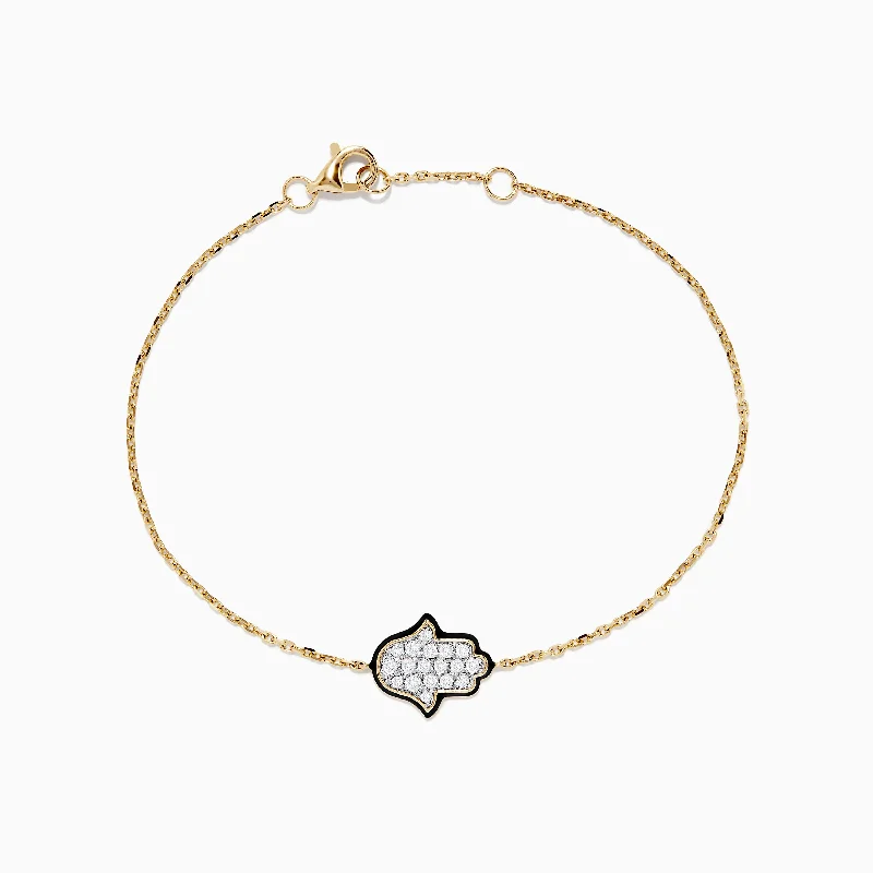 14K Yellow Gold Diamond Hamsa Bracelet