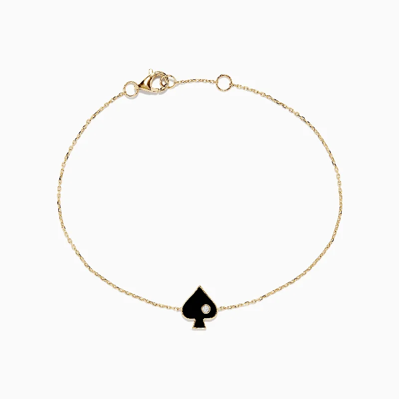 Casino 14K Yellow Gold Diamond Spade Suit Bracelet