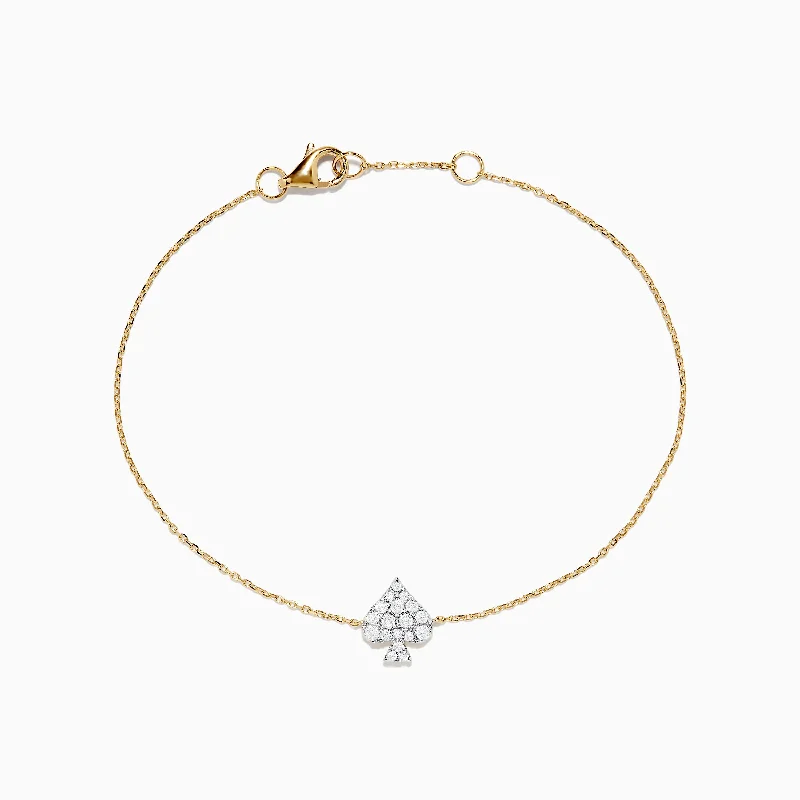 Casino 14K Yellow Gold Diamond Spade Suit Bracelet