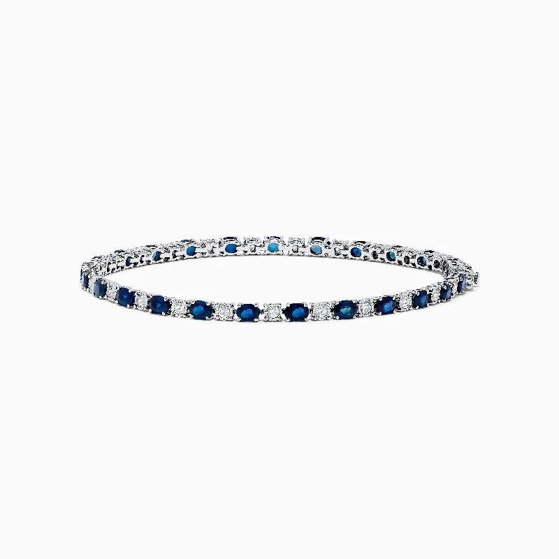 Royale Bleu 14k White Gold Blue Sapphire and Diamond Bracelet