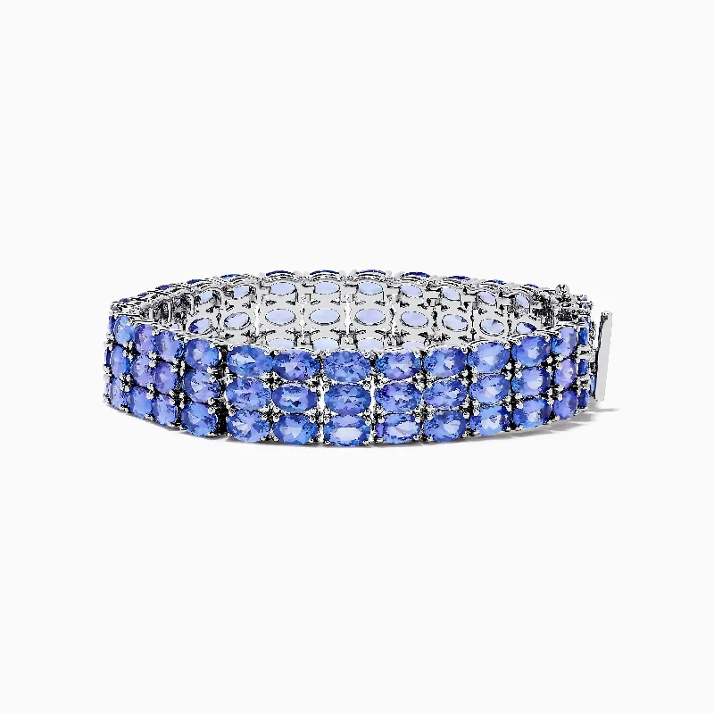 Nahla Siri Sterling Silver Oval 3 Row Tanzanite Bracelet