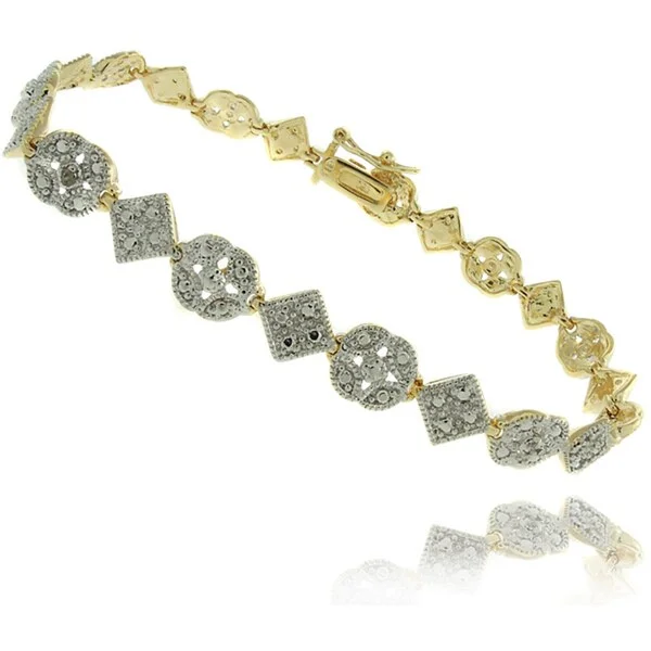 Finesque High-polish 18-karat Gold-over-silver Diamond-accent Bracelet