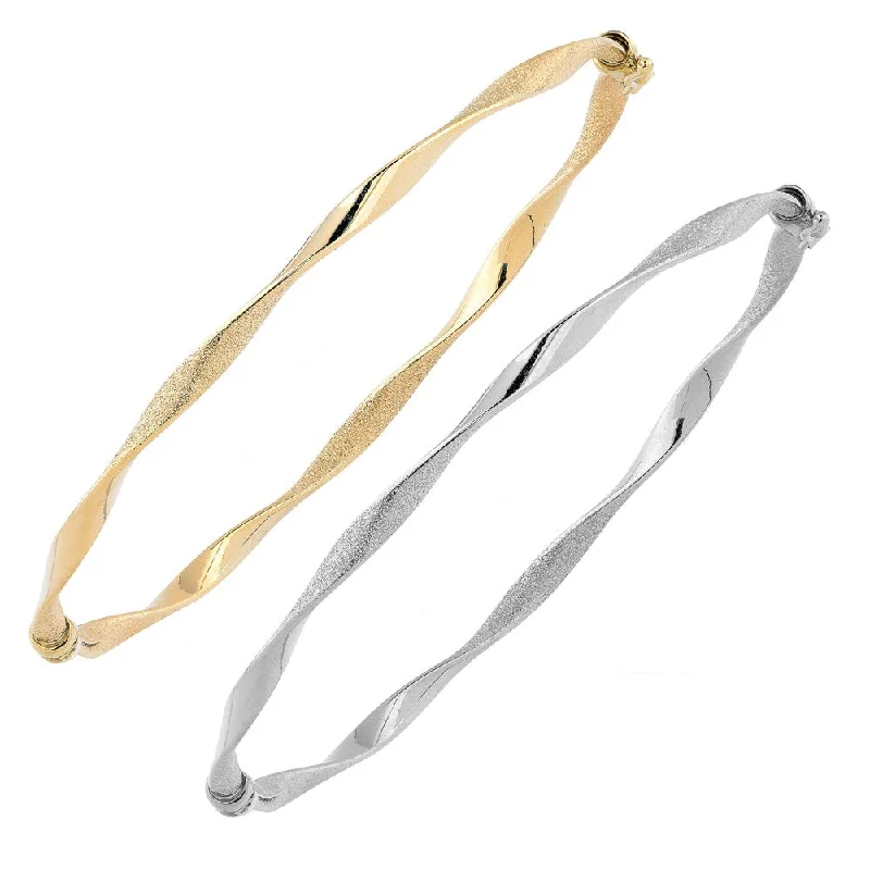 Fremada 10k Gold 3-mm High Polish and Satin Finish Twist Bangle