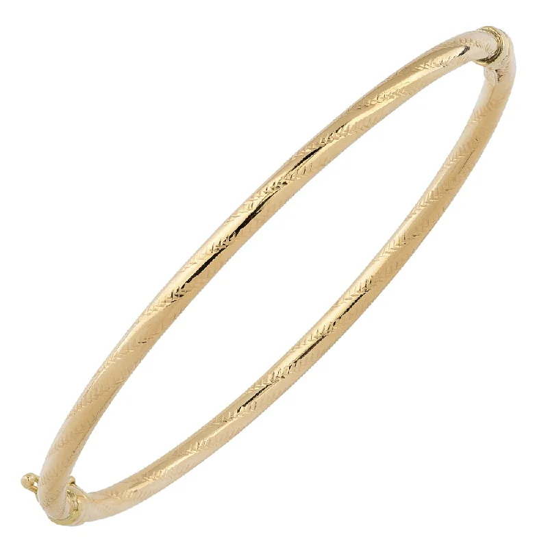 Fremada 10k Yellow Gold 3mm Polished and Textured Bangle