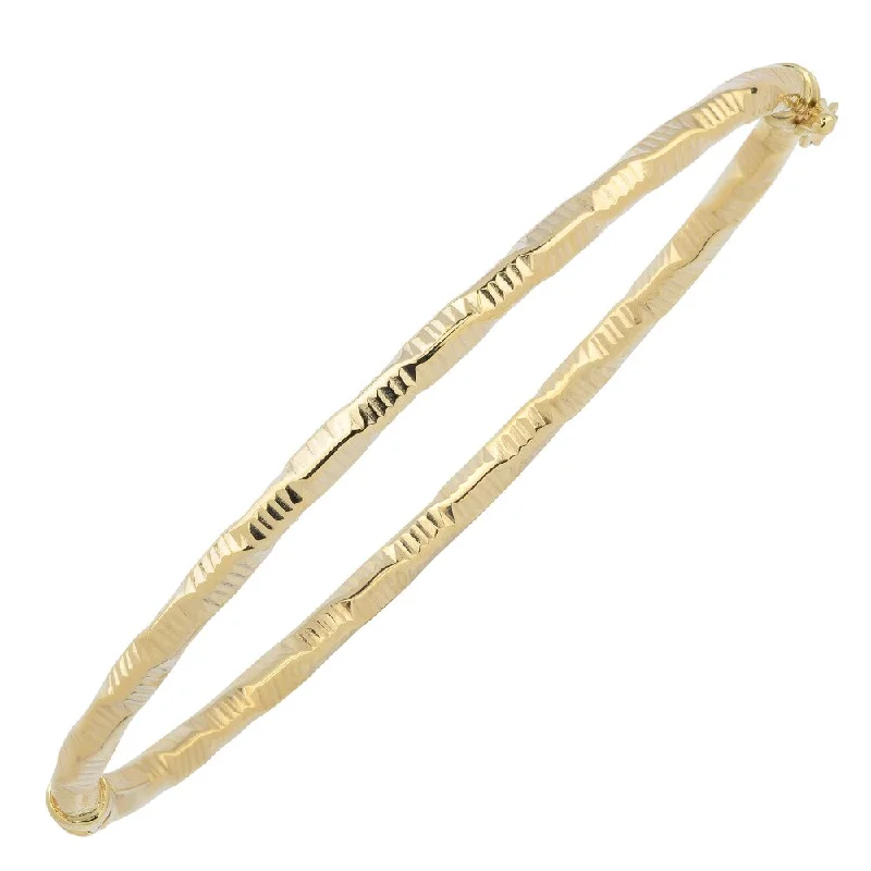 Fremada Italian 14k Yellow Gold 3-mm Diamond-Cut Finished Bangle Bracelet