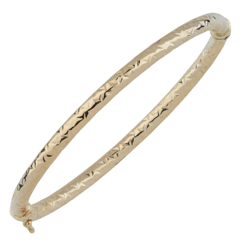 Fremada Italian 14k Yellow Gold 4-mm Diamond-Cut Bangle Bracelet