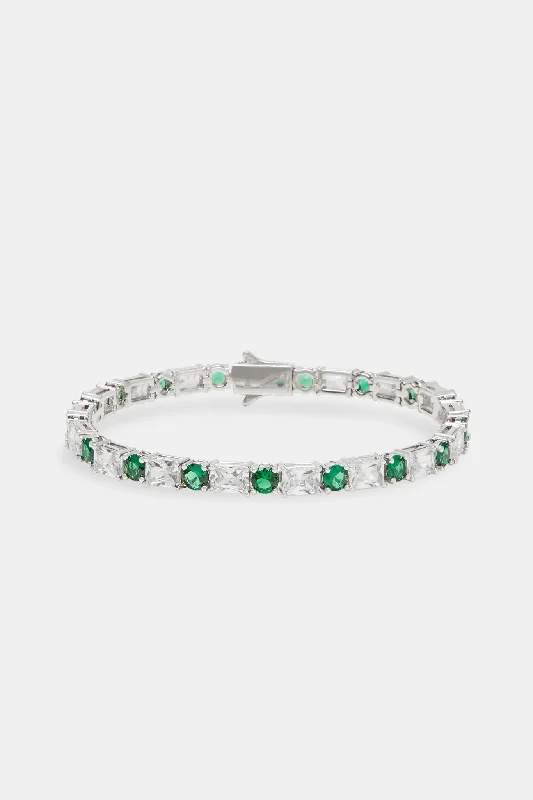 Green & Clear Mixed Shape Tennis Bracelet - 8mm