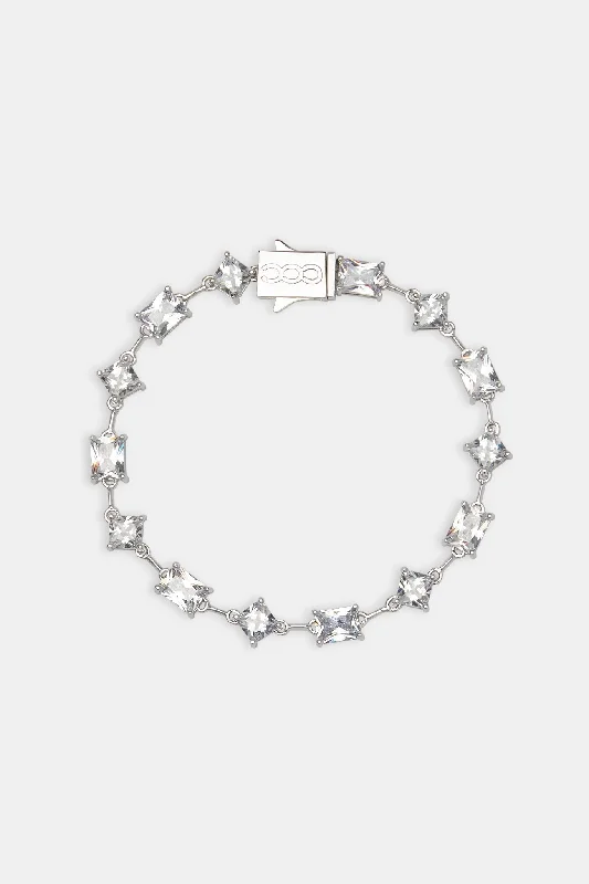 Iced Baguette & Square Stone Bracelet - 8mm