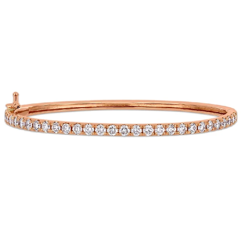 Miadora 14k Rose Gold 2 1/3ct TDW Diamond Tennis Stackable Bangle