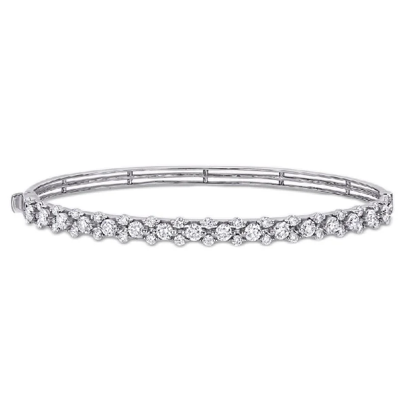 Miadora 14k White Gold 1 7/8ct TDW Diamond Tennis Bangle Bracelet