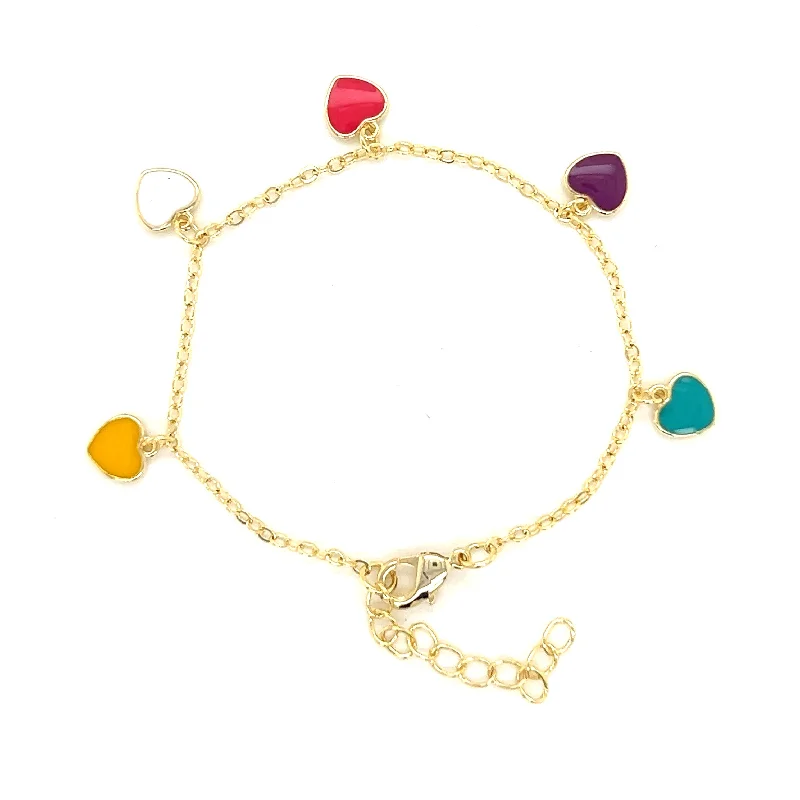 Multi Colored Heart Charm Bracelet