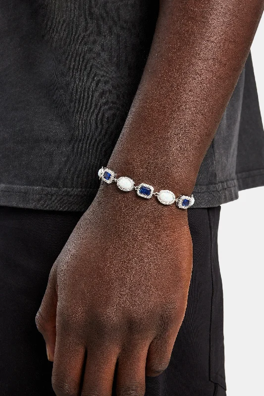 Opal & Blue Gemstone Bracelet - White