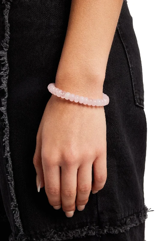 Rose Quartz Bead Bracelet - White 8mm