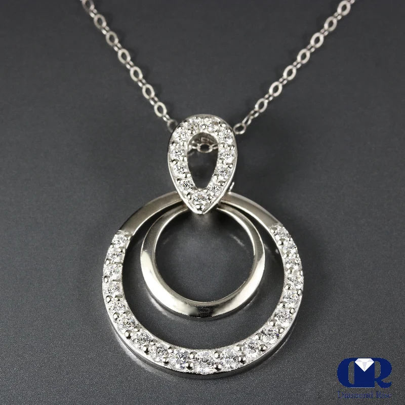 1.05 Carat Double Loop Pendant Necklace 14K Gold