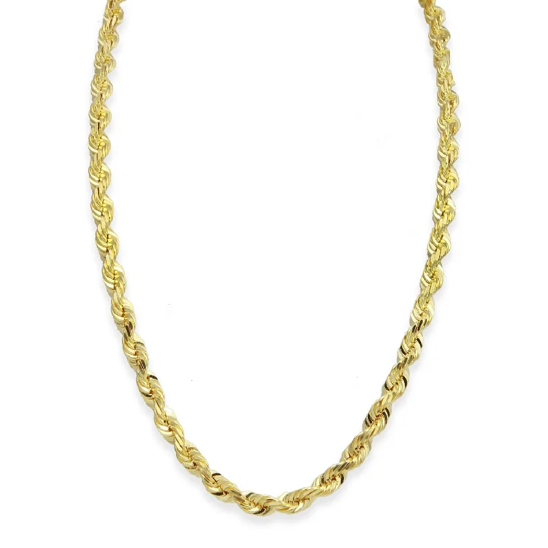 10KT Yellow Gold 22-inch 3MM Diamond-cut Rope Chain