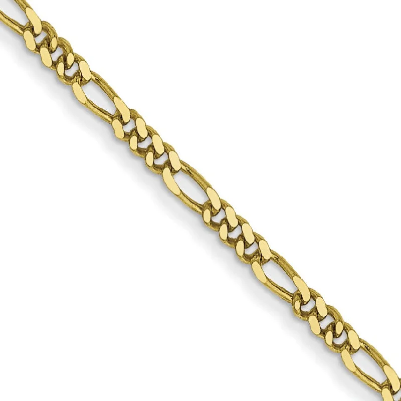 10KT Yellow Gold 24-inch 1.25MM Flat Figaro Pendant Chain