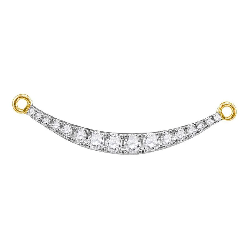 10kt Yellow Gold Womens Round Diamond Curved Bar Pendant Necklace 1/2 Cttw