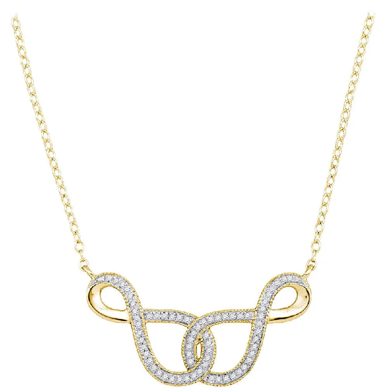 10kt Yellow Gold Womens Round Diamond Infinity Pendant Necklace 1/6 Cttw