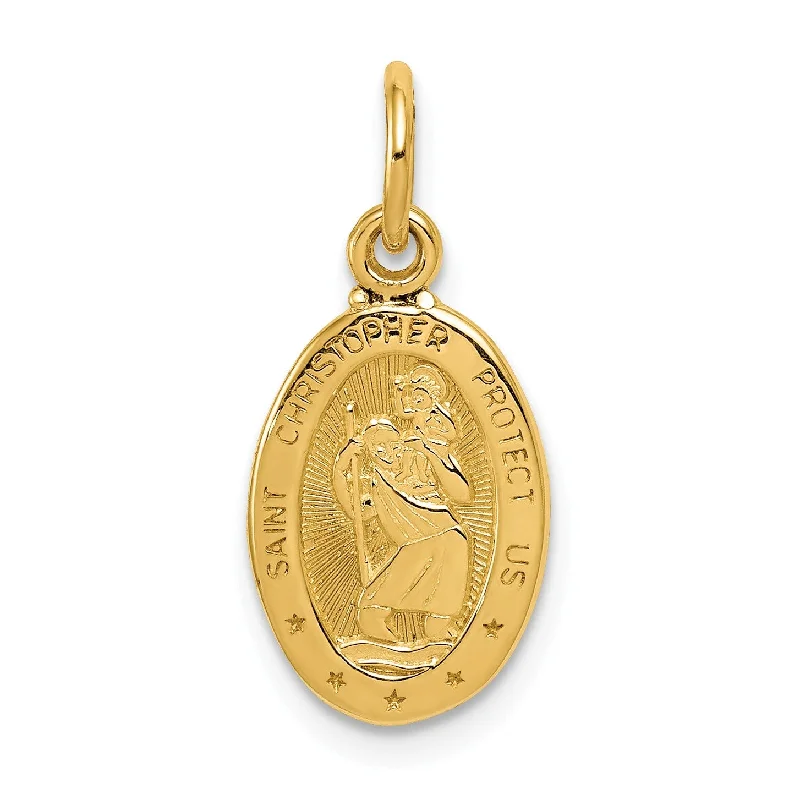 14KT Yellow Gold 21X10MM Medal Saint Christopher Pendant. Chain Not Included