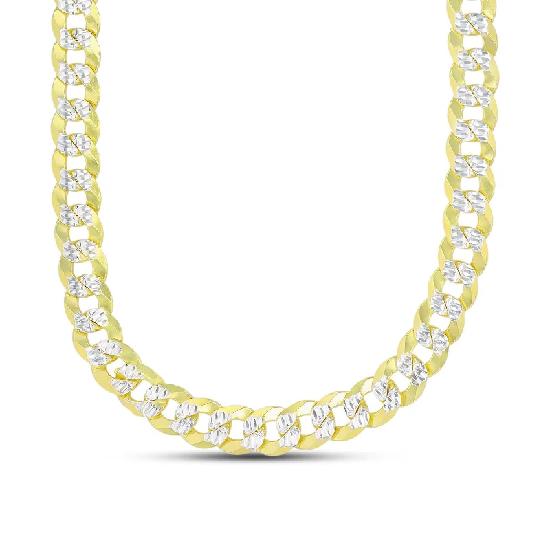 14KT Yellow Gold Plated Sterling Silver 26-inch 10MM Pave Curb Chain