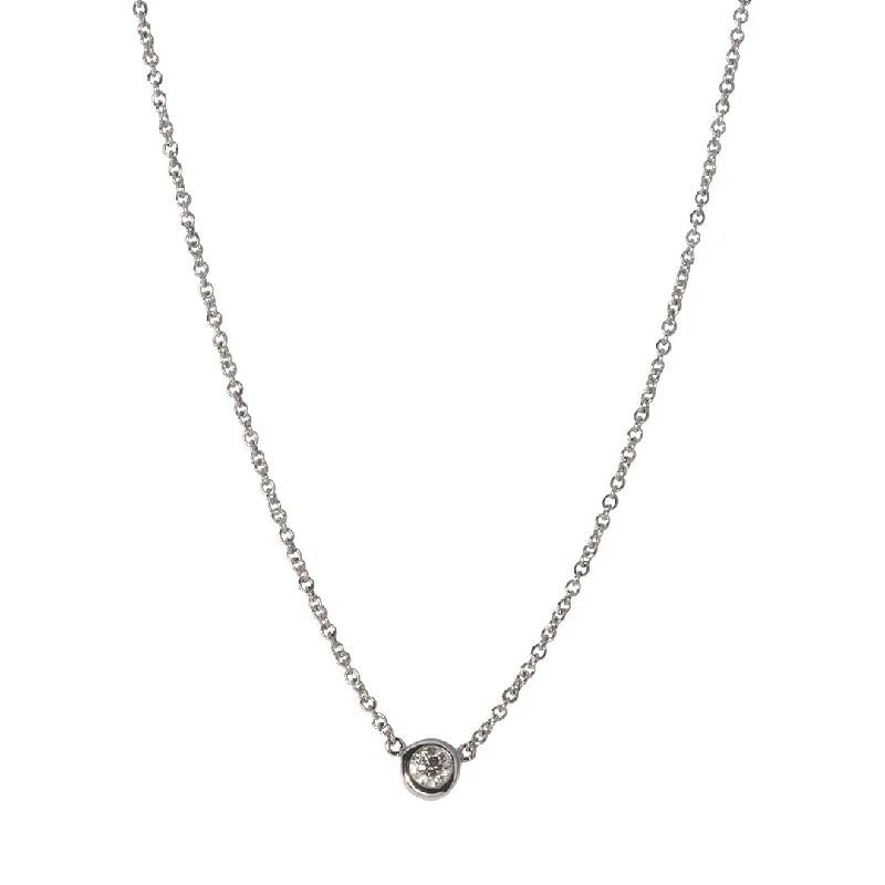 .15ct Diamond Solitaire Bezel 14K White Gold Necklace