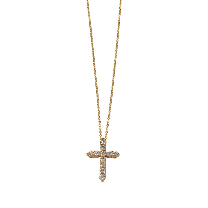 .24ctw Diamond Cross 14K Yellow Gold Pendant Necklace