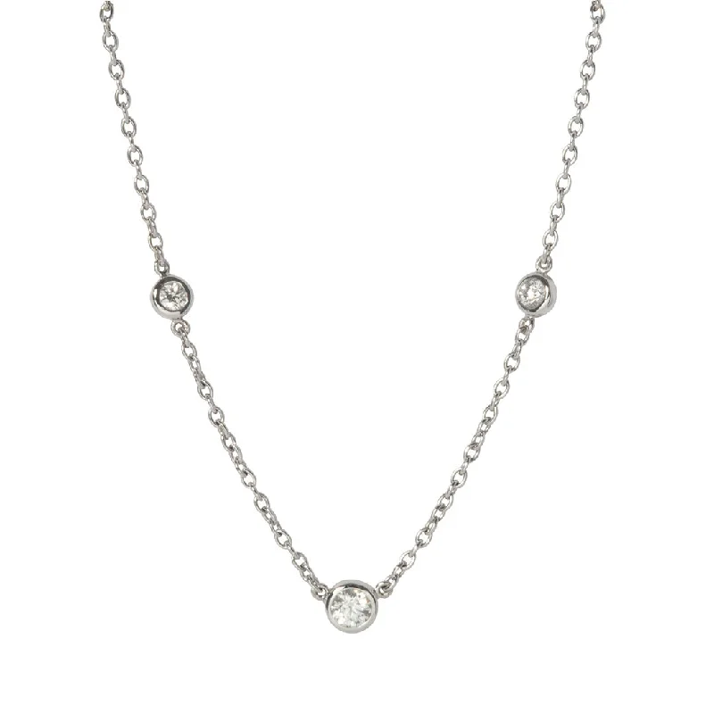 .36ct Diamond by the Yard 3 Station 14K White Gold Necklace