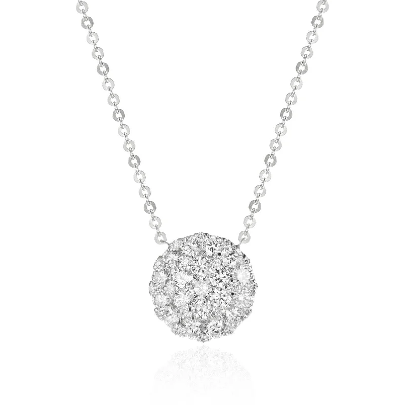 .79ct Round Diamond Cluster 14K Gold Necklace