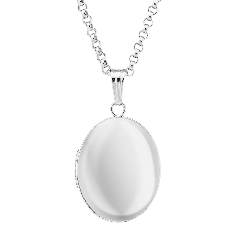 Sterling Silver 14x17mm Oval Locket Necklace