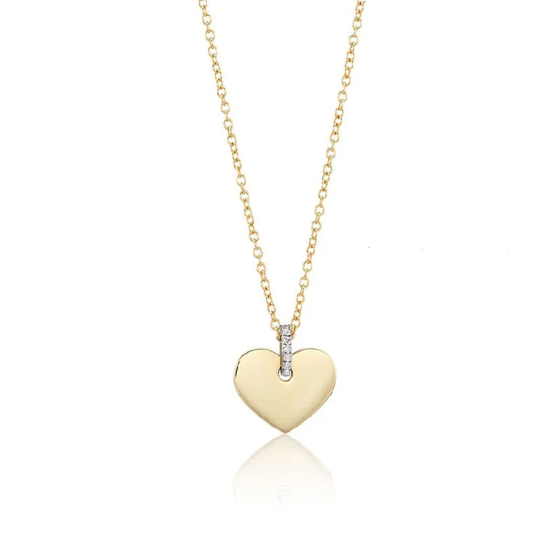 Aurelia Demark 18K Gold Diamond Small Heart Pendant Necklace