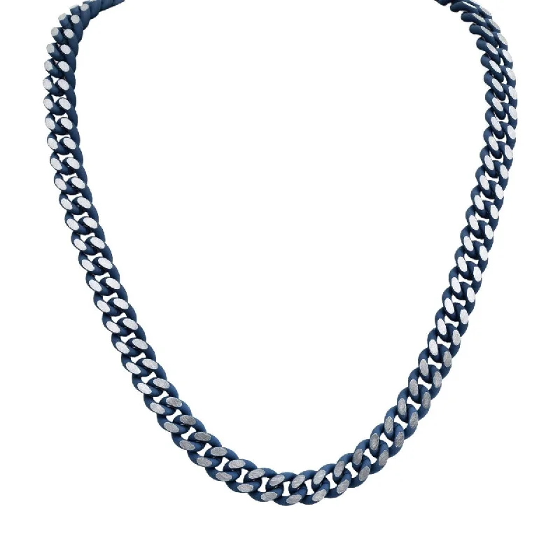 Blue Enamel Coated Stainless Steel 24-inch 9.5MM Curb Chain