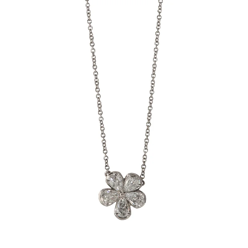 .97ctw L’Amour Crisscut Pear Diamond Flower Pendant Necklace