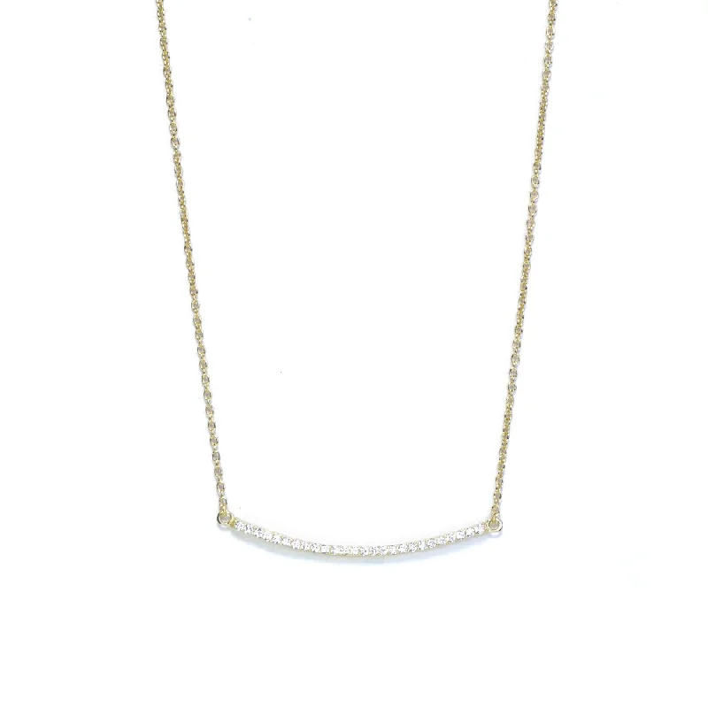 Pave Curved Bar Necklace