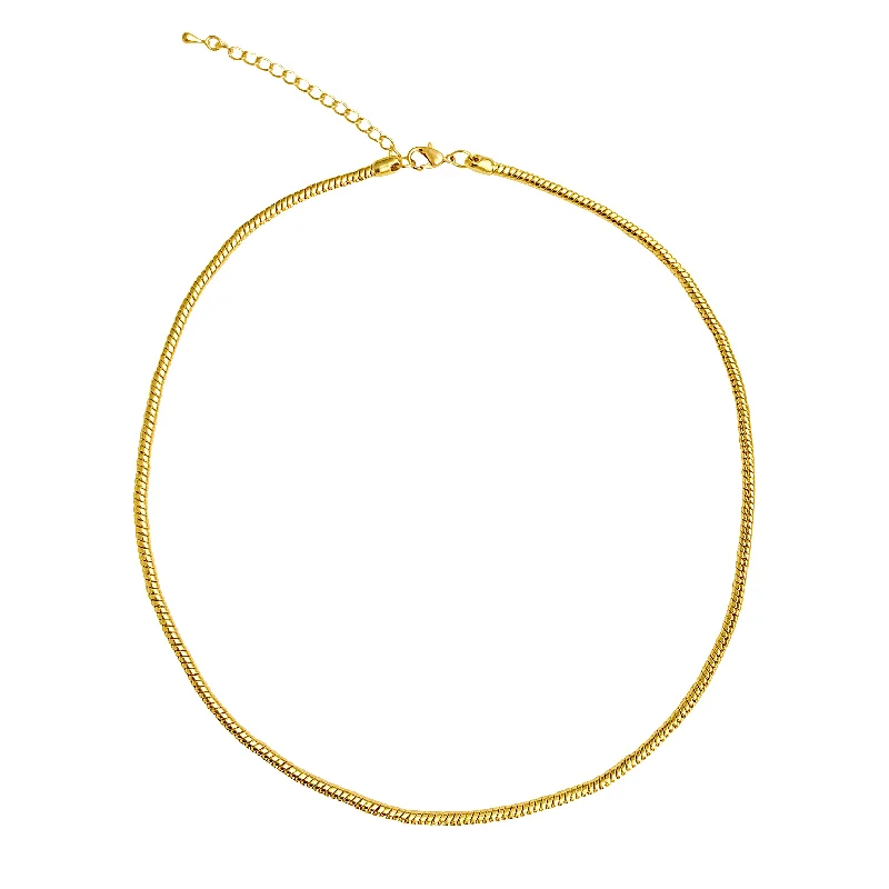 Gold Plated 3.3mm Calypso Snake Chain Necklace with Extra Durable Protective Finish, 18"-20"