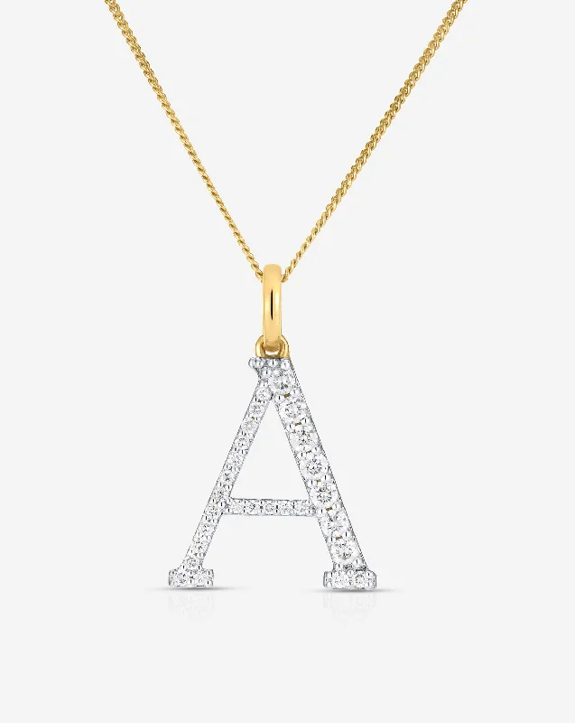 Large Diamond Initial Pendant Necklace